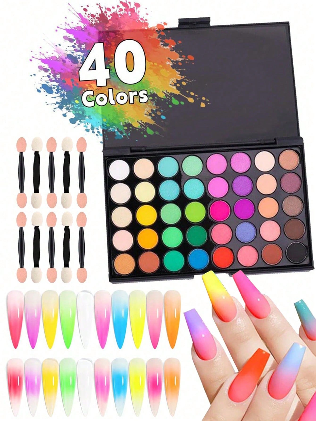 Eyeshadow Glitter Pigment - Nail Art Pigment Powder Palette 40
