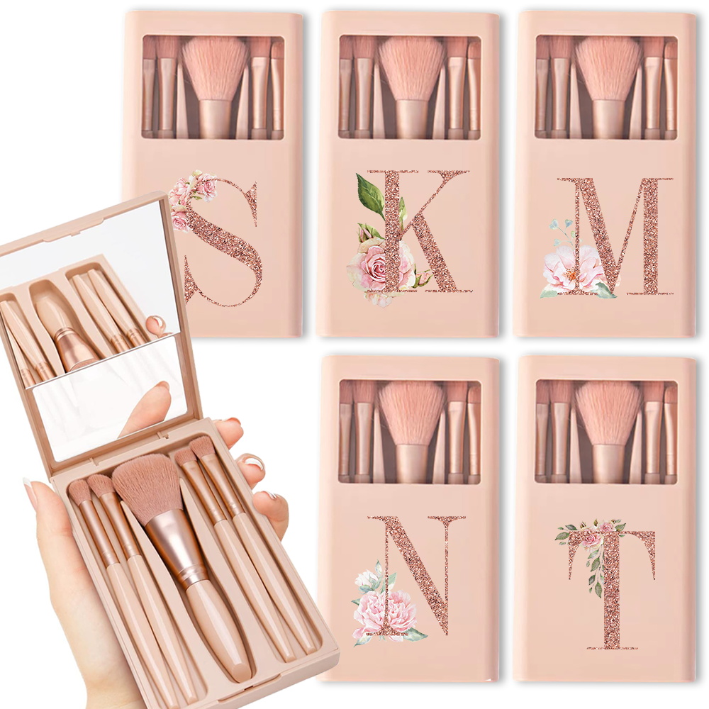 Beauty Makeup Organizer - 5pcs Cosmetic Brush Kit With Mirror
