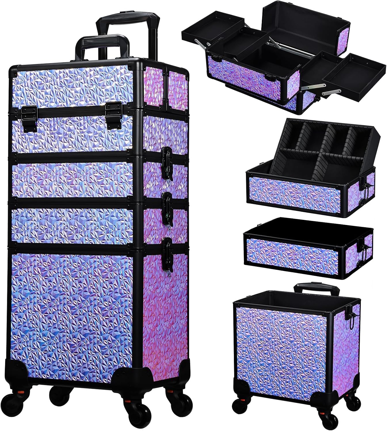 Beauty Makeup Box - Rolling Makeup Train Case, Large Cosmetology