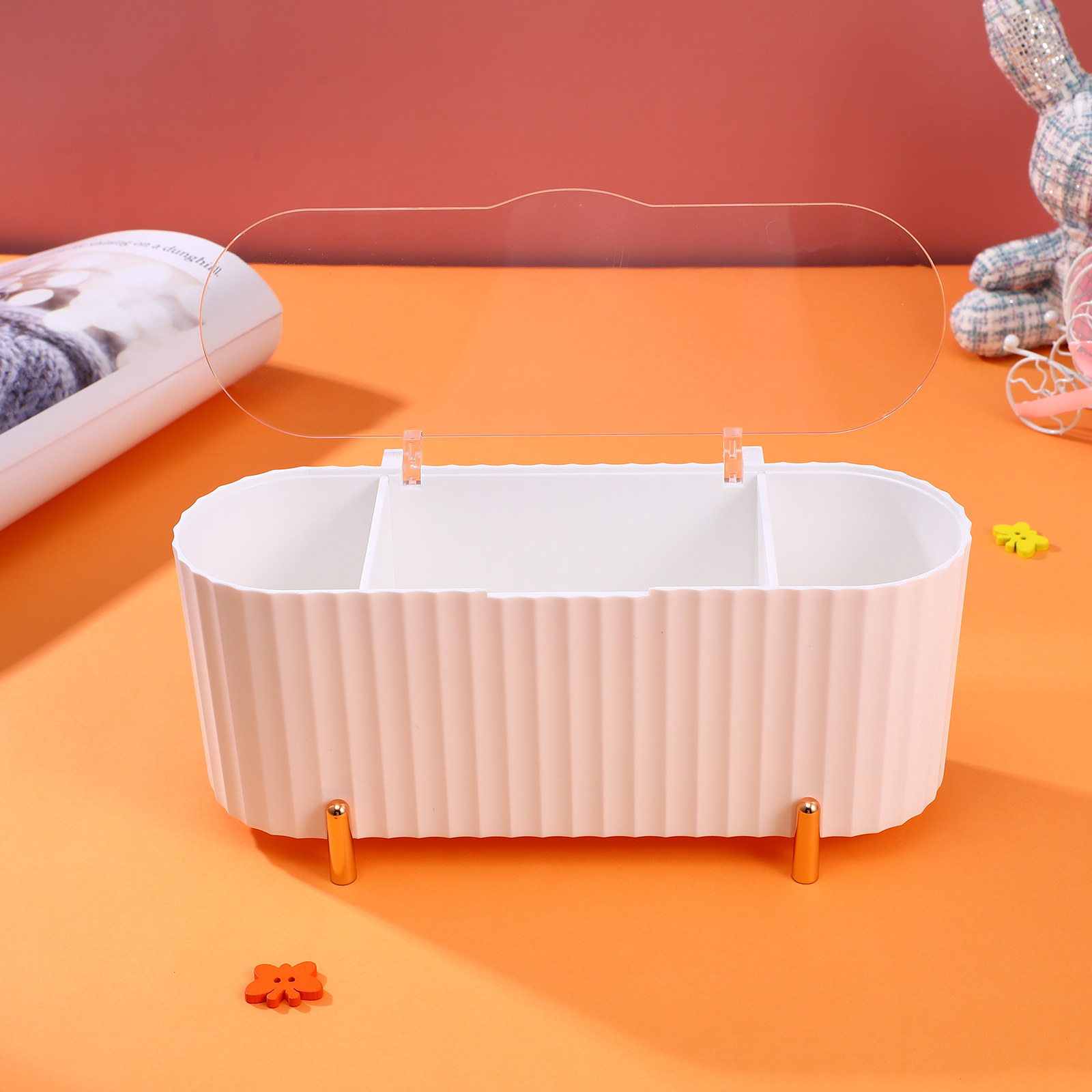 Beauty Makeup Egg - 2Pcs Storage Box 3-Grid Makeup Pad
