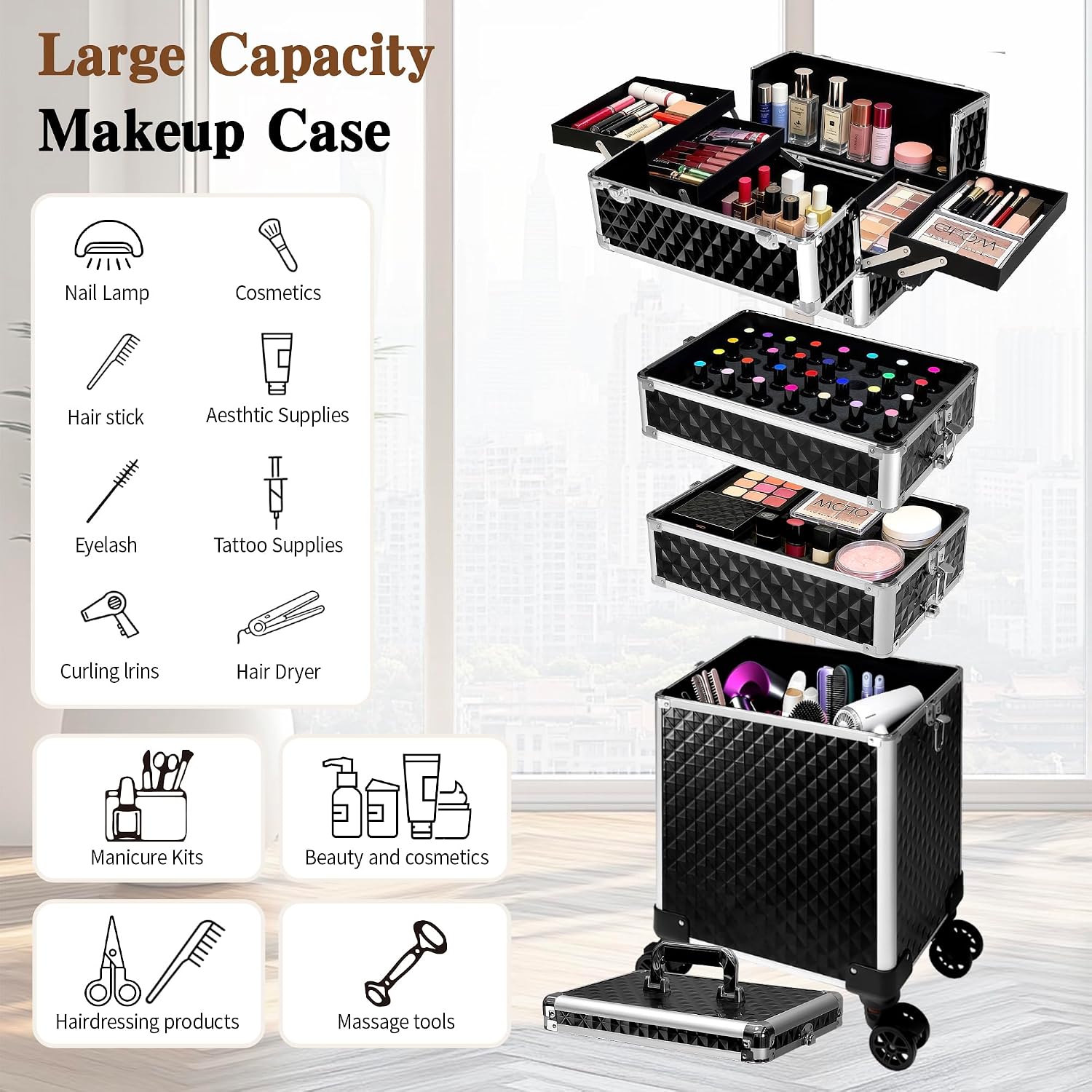 Rolling Makeup Train Case, Cos - Beauty Makeup Box review and price