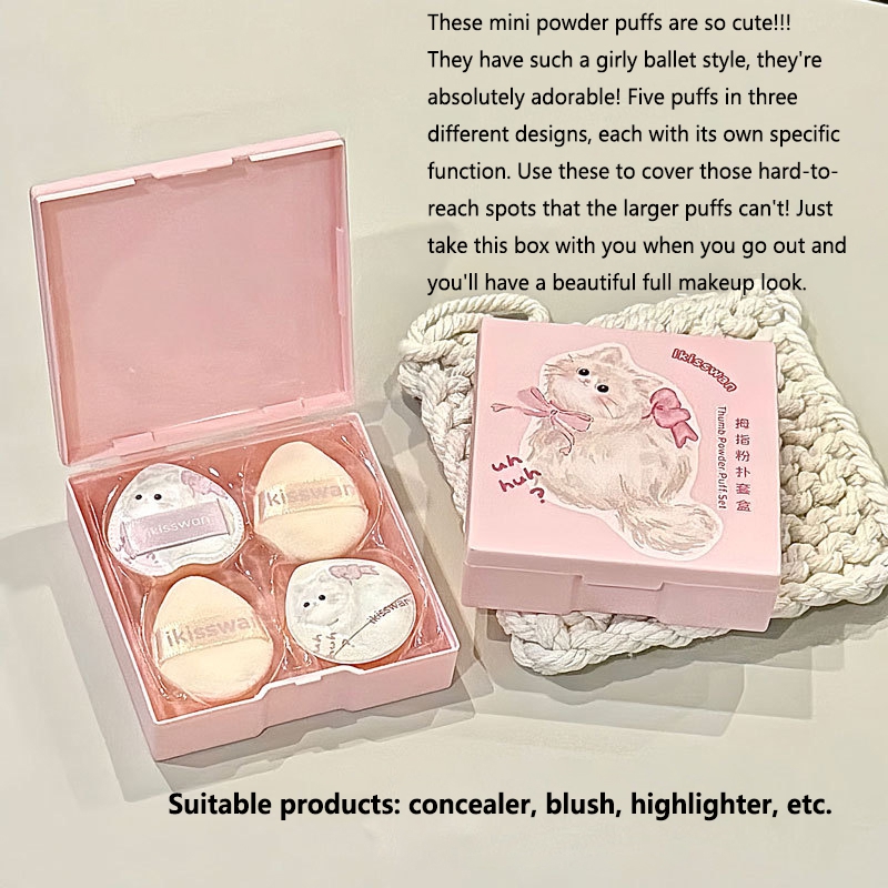 5Pcs Cute Mini Finger Puff Set - Beauty Makeup Box review and price