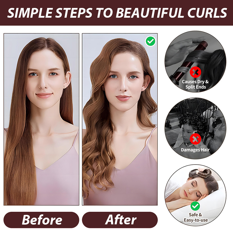 4pcs Heatless Hair Curler With - Hair Curling Wand review and price